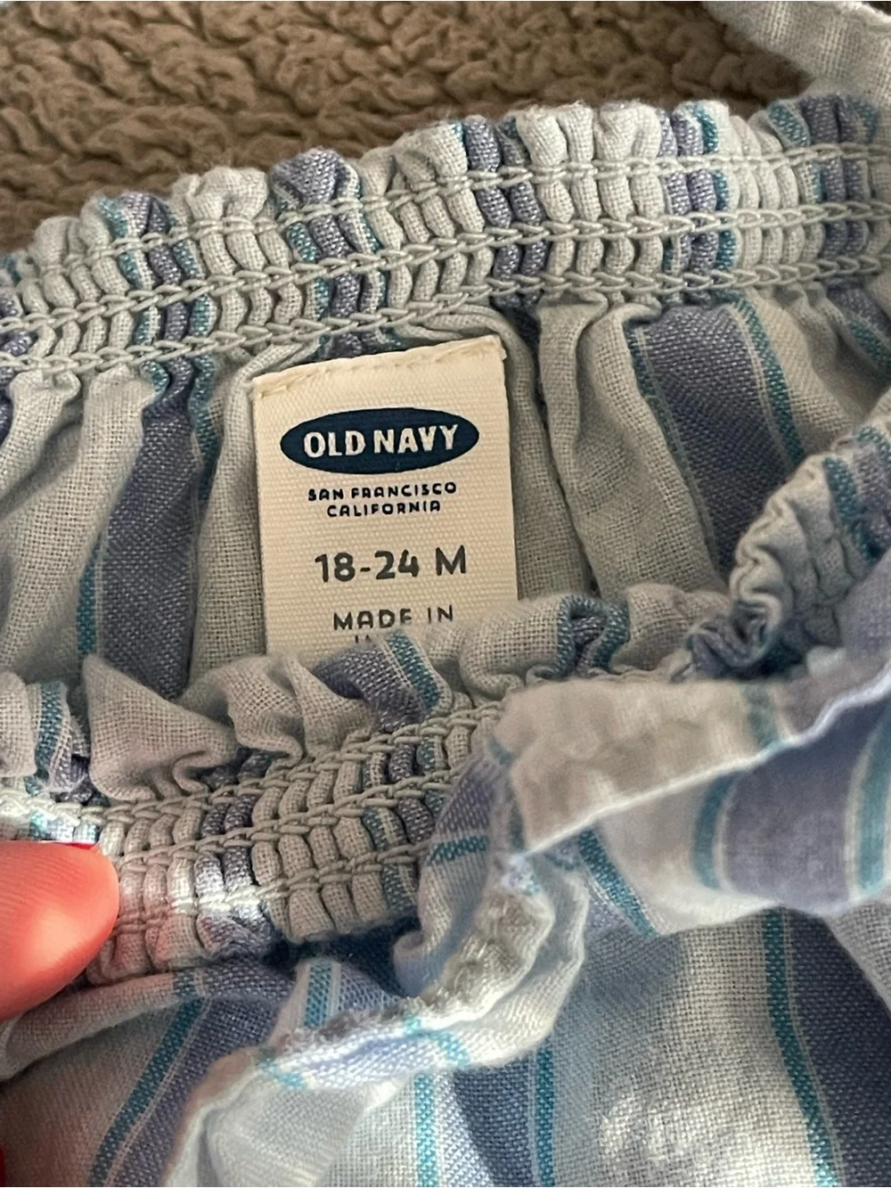 Old Navy Light Blue & White Striped Baby Tank and Bloomers Set